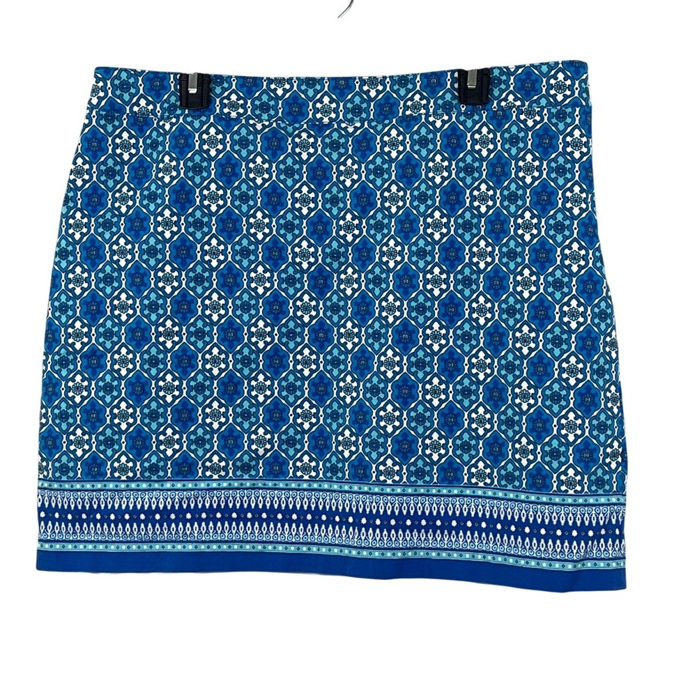Talbots Womens Blue White Flower Mini Skirt 16 Beach Vacation Cottage TImeless